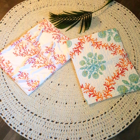 SET OF 2 PILLOW CASES,  OF THE SEA THEME WITH TIES - Picture 1 of 9